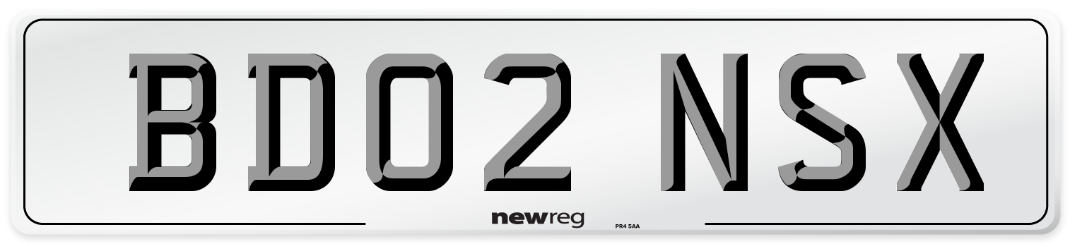 BD02 NSX Number Plate from New Reg